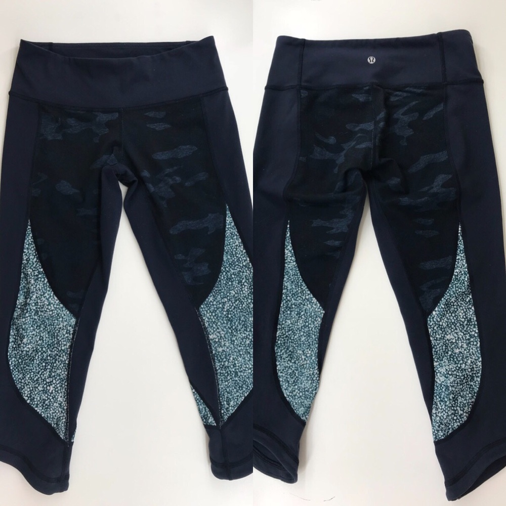 Lululemon wunderunder shashiko/camo capri leggings